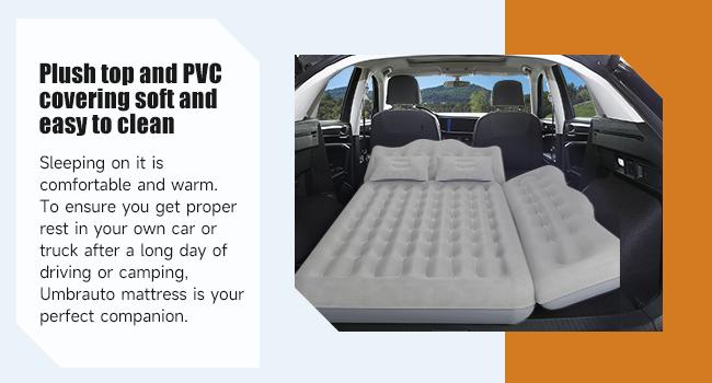 Umbrauto Car Air Mattress Bed: Inflatable SUV Camping Sleeping Pad for Truck Back Seat with Pump & Pillows, Blow Up Backseat Car Mattress for Van Rear Seat