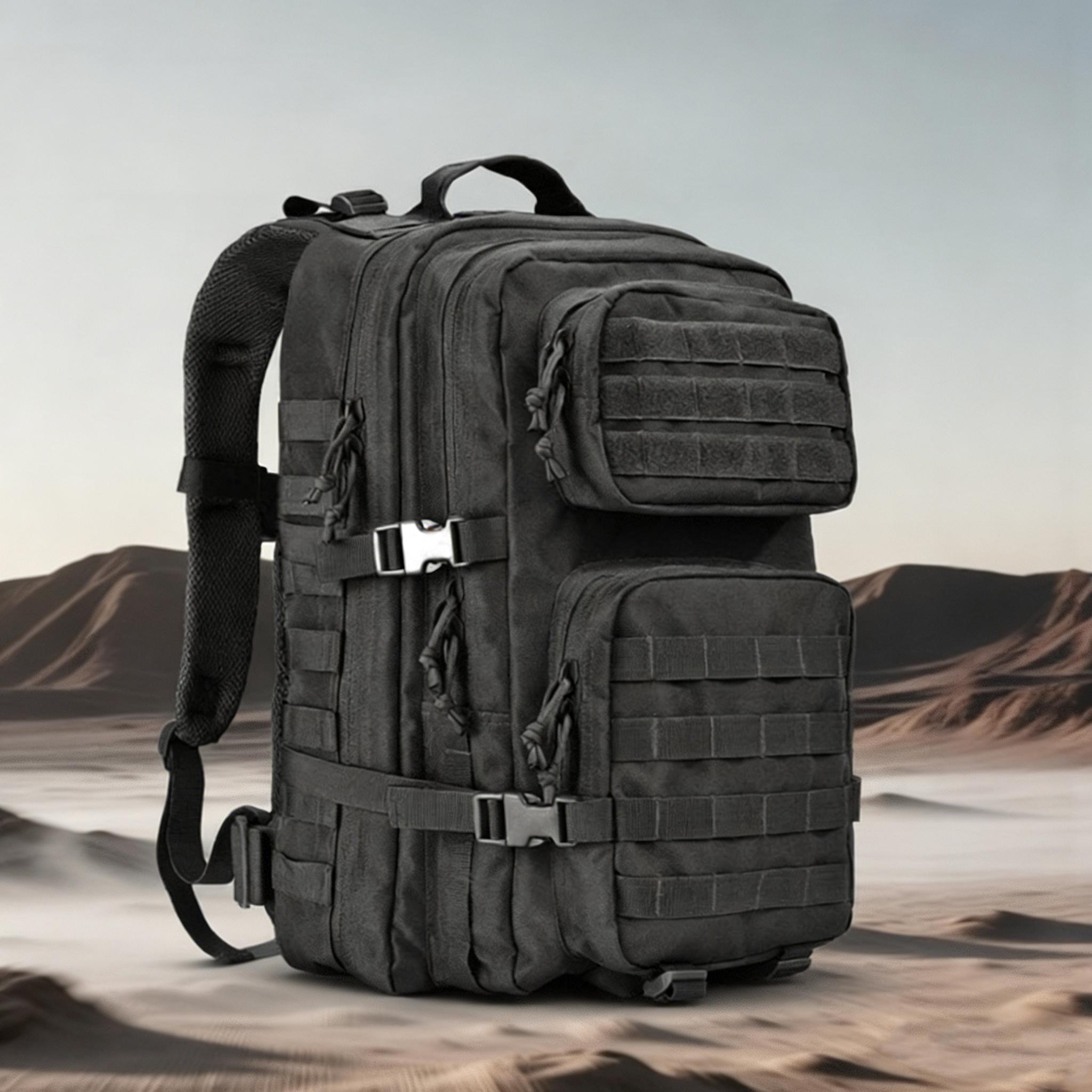 PIONERO Tactical Backpack Military ETC 40L Large Capacity Molle Webbing Design 3 Day Assault Pack with USA Flag Patch Waterproof High-Density Fabric Organized Daypack