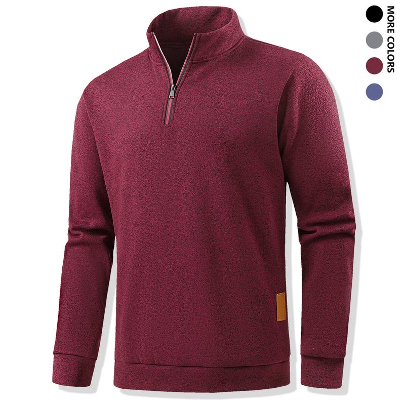 Men's Thermal Zip-Up Sweater - Half-Zip & Stand Collar Long Sleeve Sweaters,  Travel & Casual Attire - Ideal for Layering & Cold Weather - Fleece-Lined Casual Pullovers with Zipper Details, Suitable for All Seasons, Winter Sweater for Men