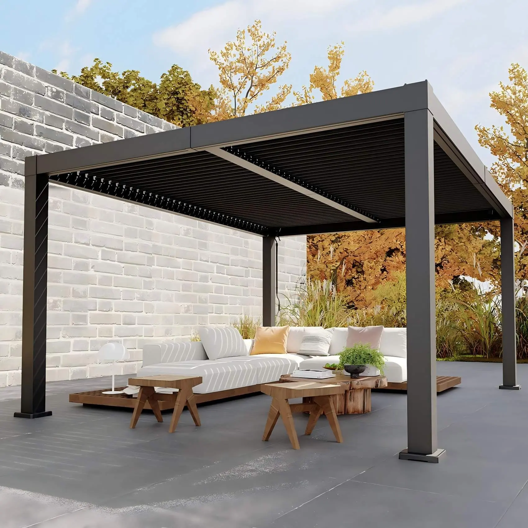 Gaomon 10x12 ft Gray All-Aluminum Metal Louvered Pergola - Heavy Duty Hardtop Gazebo with Adjustable Roof, Drainage System, Rustproof Sun-Rain Shade, Minimal Maintenance, Water Resistant for Patio, Backyard (Assembly Required), Durability, Deck