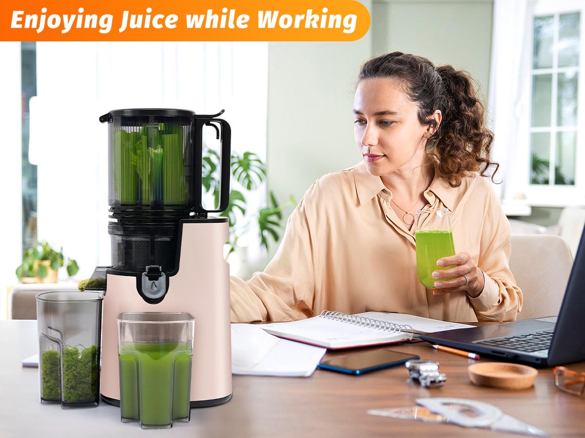 LQZ Cold Press Juicer-Slow Masticating Machines, 350W, 5.4" Feed Chute for Whole Fruits & Vegetables,High Juice Yield,Easy to Clean
