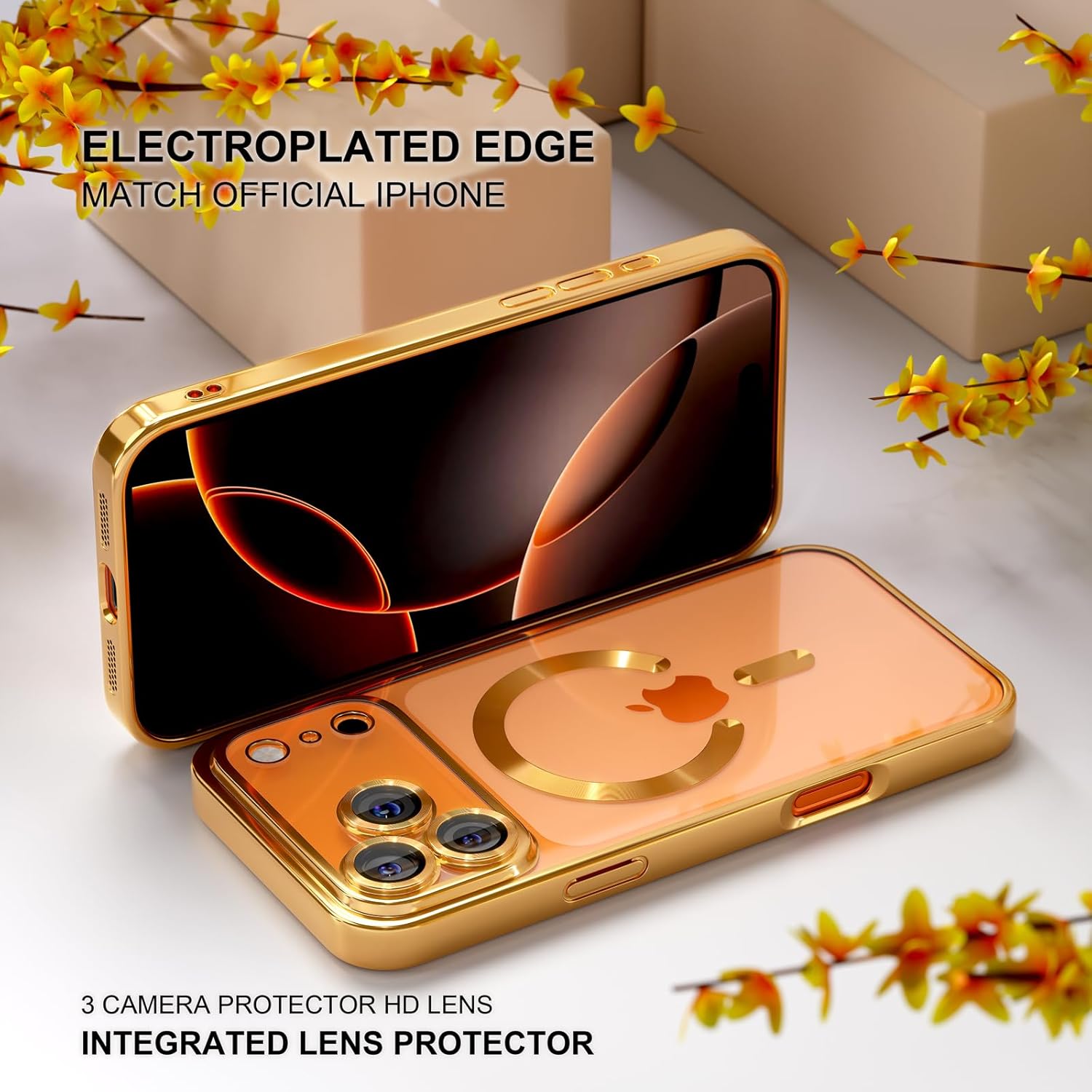 For iPhone 17 Pro Max 16 15 Plus/Pro [Compatible with MagSafe] Shockproof Camera Lens Protectors Electroplate Edge Soft TPU Protective Phone Cover Durable Wireless Magnetic