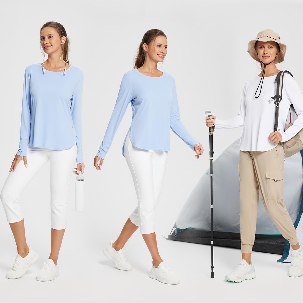 baleaf Women's Sun Shirts UPF 50+ Long Sleeve Hiking Tops Lightweight Quick Dry UV Protection Outdoor Clothing Workout Rash Guard Hiking Fishing Beach