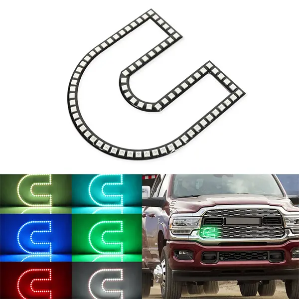 1PC RGB C Ring Illuminated Super Bright 3030-SMD LED Front Grill Emblem Light For Dodge Ram 1500 2500 3500 For Toyota 2024+ Land Cruiser J250