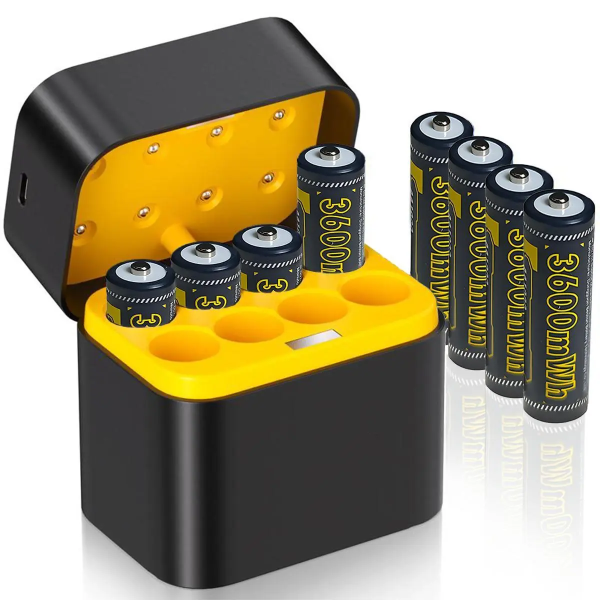 Portable AA Type Rechargeable Batteries & Magnetic Dock Charger Kit - 8-Pack 1.5V 3600mWh Lithium, UL Certified Full Protection, 2000 Cycles Fast Charging for Xbox/PS5 Controllers, Mobile Devices, Smart Monitor Function,back to school,back to school haul