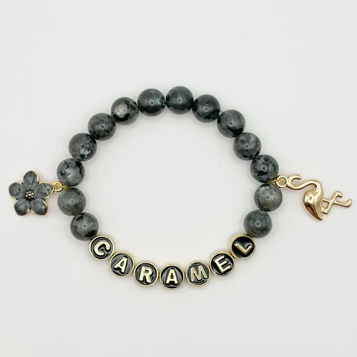 ST song inspired bracelets natural black and gray labradorite gemstone
