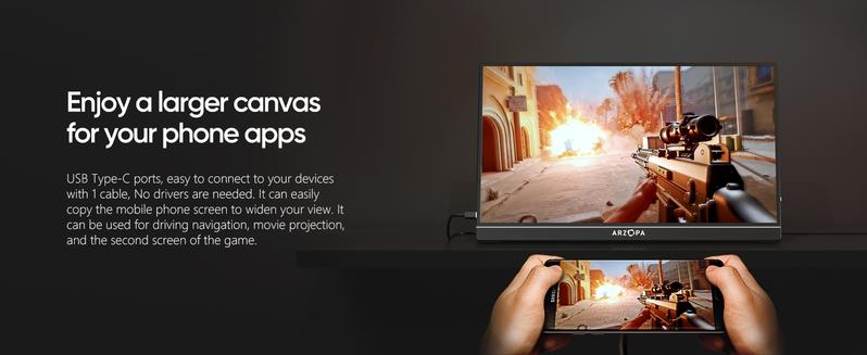 ARZOPA 16.1'' 144Hz Portable Monitor with Adjustable Foldable Kickstand, 100% sRGB 1920×1080P Full HD HDR 144HZ Portable Game Monitor, Ultra Slim - Eye Protection-External Second Screen Travel Monitor for Laptop/PC/Mac/PS3/4/5/Xbox Gift Ideas - Z1FC