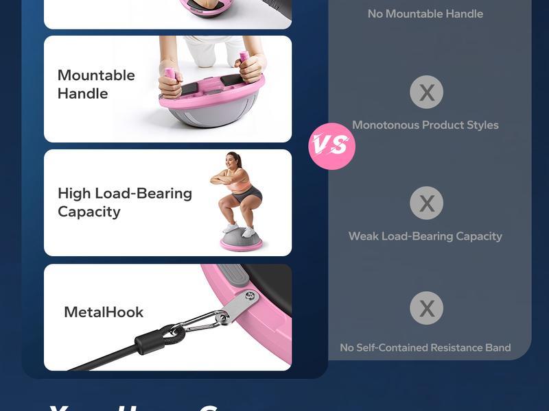 Terra Gym Half Exercise Balls Trainer Balance Ball Trainer 2-in-1 Yoga Ball with Resistance Bands & Game Mode Core Stability & Full-Body Home Fitness Workout Equipment