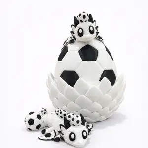 Dragon Egg Soccer Figurine – Fantasy 3D Printed Dragon Decor, Cute Desk & Shelf Ornament, Collectible Gift for Birthday, Christmas, Father’s Day