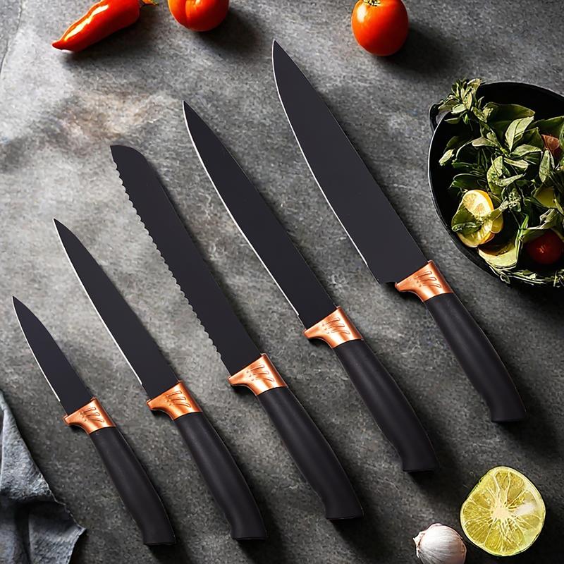 19PCS Silicone Kitchen Utensils Set with Knife Set, 5-Piece Knives + Utensil Holder, Heat Resistant Cooking Tools, Nonstick Safe Wooden Handle Kitchen Gadget Set, Spatula Turner Tongs Whisk Ladle for Home Cooking