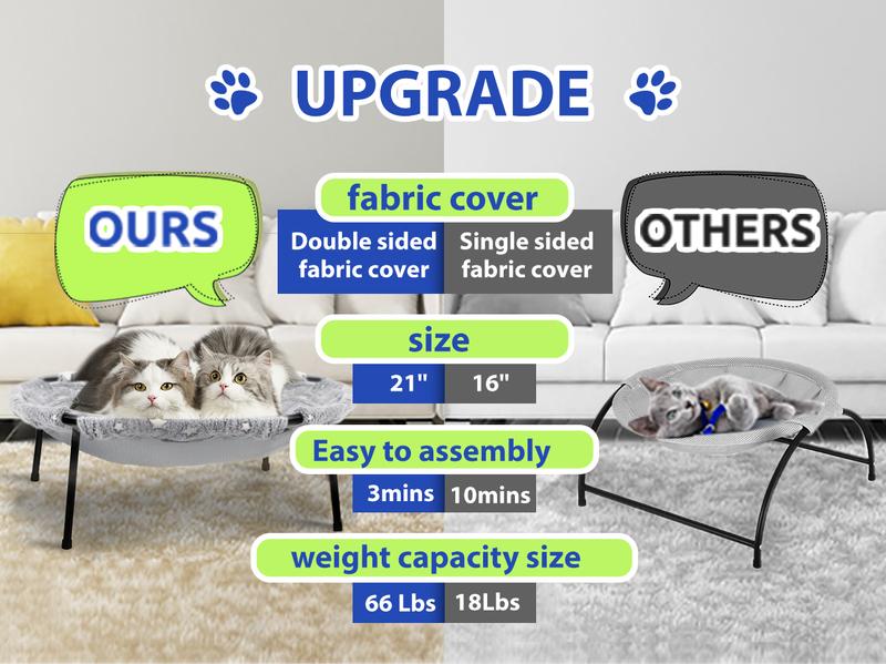 POMESEA Napping Spot,Desk & Floor Cat Hammock,Soft Elevated Pet Bed for Dogs & Cats, Glow in The Dark,Raised Cozy Hammock,Cat Lounge Furniture