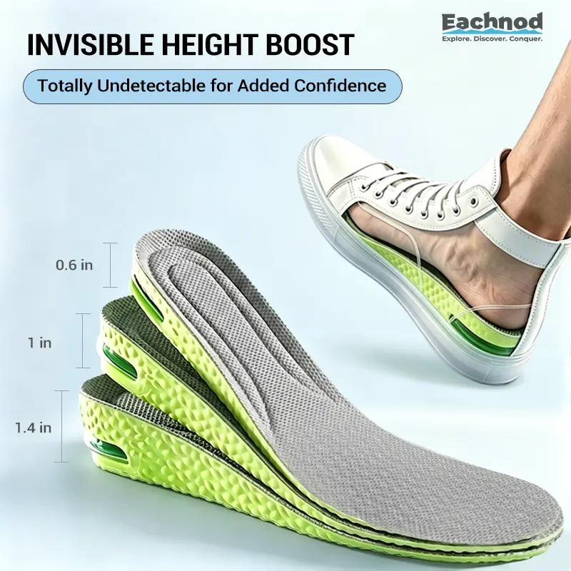 Comfortable Insoles with Air Cushion Height-Increasing Effect and Arch Support
