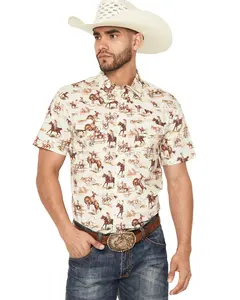 Pendleton Men's Laramie Wild Horse Print Short Sleeve Snap Western Shirt - Ra1257-79701