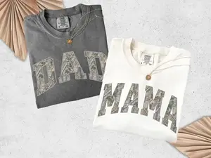 Comfort Colors vintage Camo Mama Dad T-Shirt, Matching Mom & Dad Shirt, Pregnancy Announcement Outfit, Mother's Day Gift for Mom, Trendy Dad Tee, Matching Couple Tee, shirt trend 2026