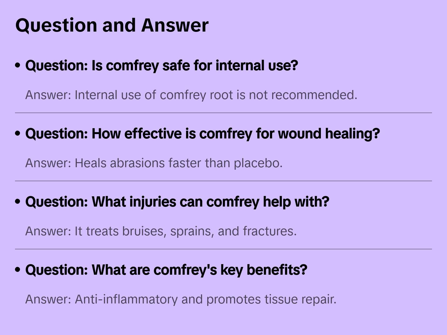 Comfrey Leaf Powder Herbal Ingredients