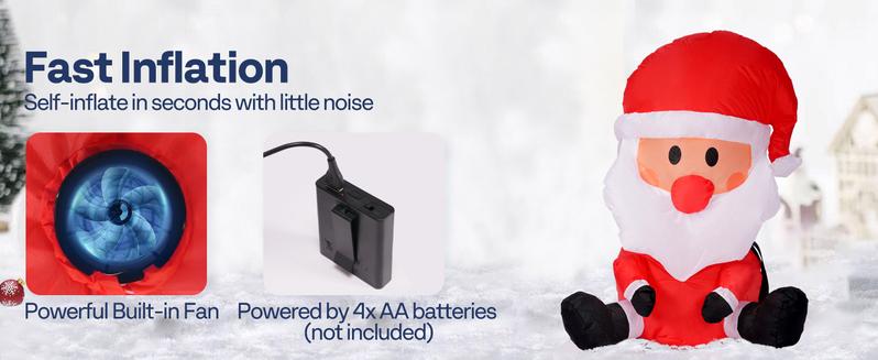 VIVOHOME Christmas Inflatable Outdoor Decoration, Santa on Green Sleigh, Santa and Christmas Tree, Navidad Blow Up Yard Decor with Built-in LED Light for Lawn, Garden, Party  Ornament Water Proof