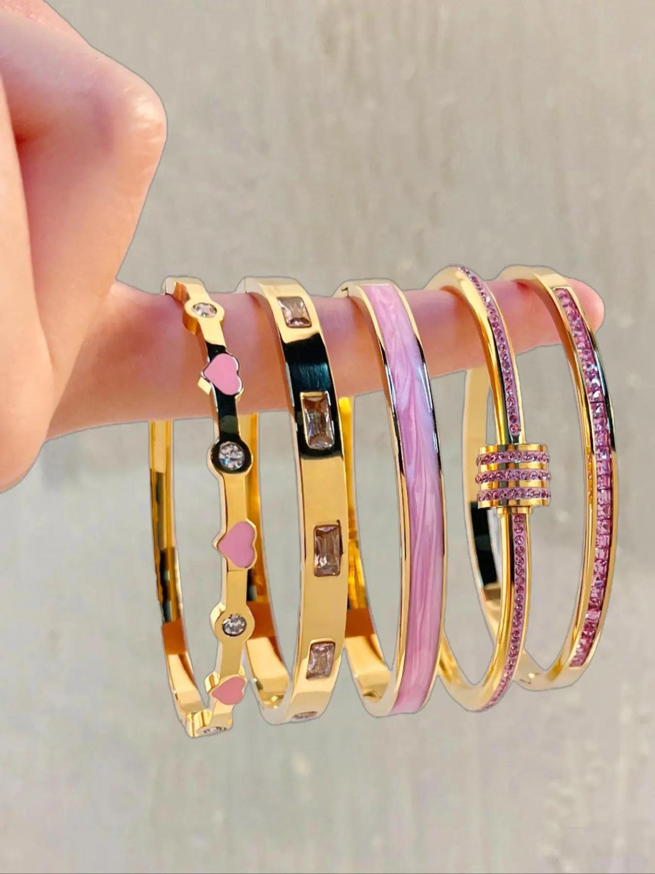 Elegant Stainless Steel Stackable Bangle Set, Lightweight Timeless Fashion Jewelry, Fashionable Bangles, Stacked Design Bracelets, Jewelry Accessories, Suitable for Parties, Gatherings and Birthday Gifts, Durable High Quality Bracelet, Bracelet Sets