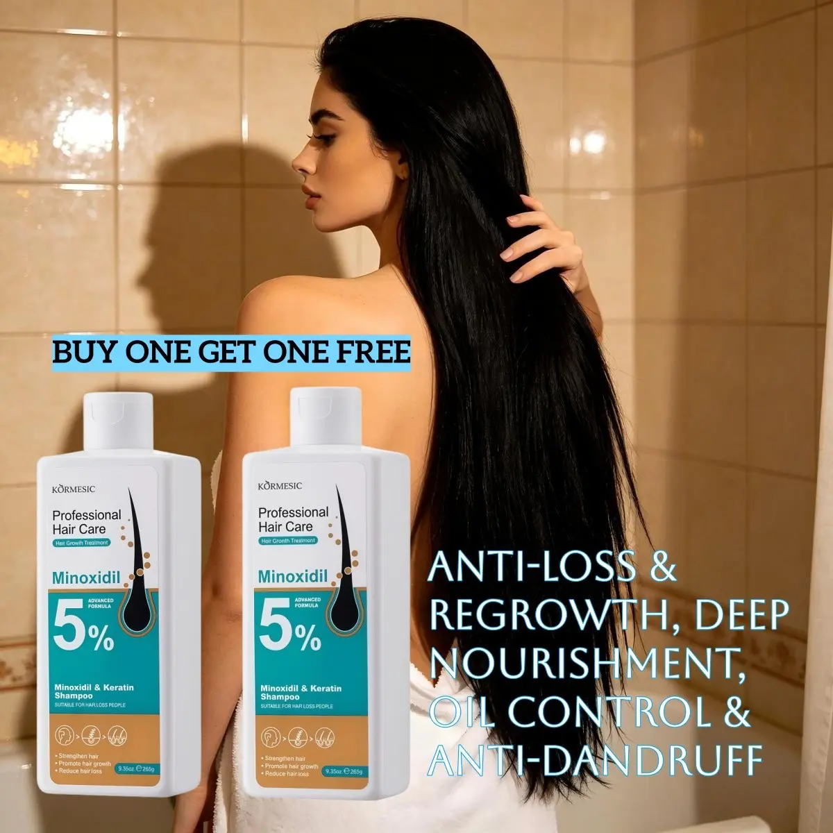 [Buy 1 Get 1 Free]Professional Anti Hair Loss Growth Keratin Nourishing Shampoo, Nourishes Scalp, Repairs Hair, Prevents Hair Fall, Promotes Hair Regrowth, Refreshing Non-greasy Daily Hair Cleanser, Hair Nourishment Shampoo, 265g×2
