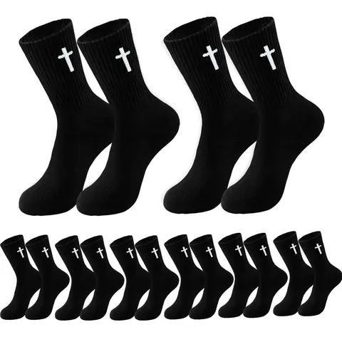 Christian Cross Socks Prayer Stockings 2/4/8 Pairs with Eye-Catching Crosses for Husband Wife Family Birthday Christmas Easter Gift