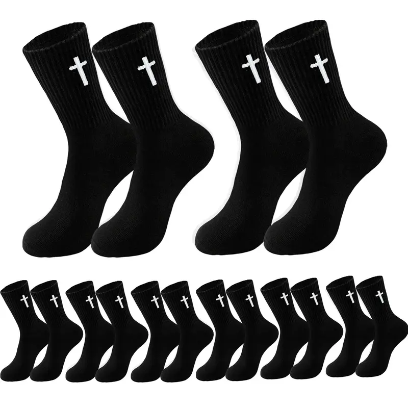 Christian Cross Socks Prayer Stockings 2/4/8 Pairs with Eye-Catching Crosses for Husband Wife Family Birthday Christmas Easter Gift