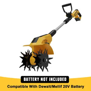 Brushless Tiller Cultivator Compatible with Dewalt 20V Max Battery(Tool Only), 8.9In Tilling Width and 7.1In Depth Cordless Electric Garden Tiller, Battery Powered Rototiller for Lawn/Gardening