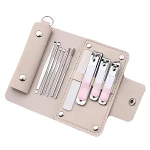 Nail Clippers and Beauty Tool Portable Set Manicure Kit 10-in-1 Stainless Steel with Travel Case for Home Workplace Outdoor Travel Gift Salon thick toenail ingrown care wide jaw