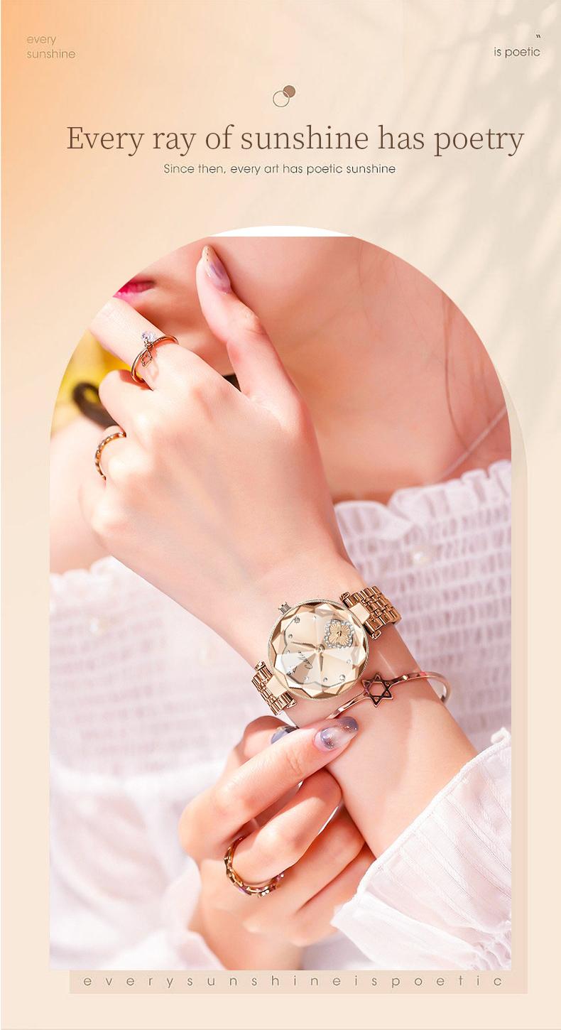 【TikTokShopStockUp】Watches Valentine’s Day Gift Watches Elegant Watch Luxury Women's  Watch NewYear Gift  with Four-Leaf Clover Diamond Dial Water-Resistant Scratch-Resistant Adjustable Strap Fashionable Design Suitable for wearing on all occasions