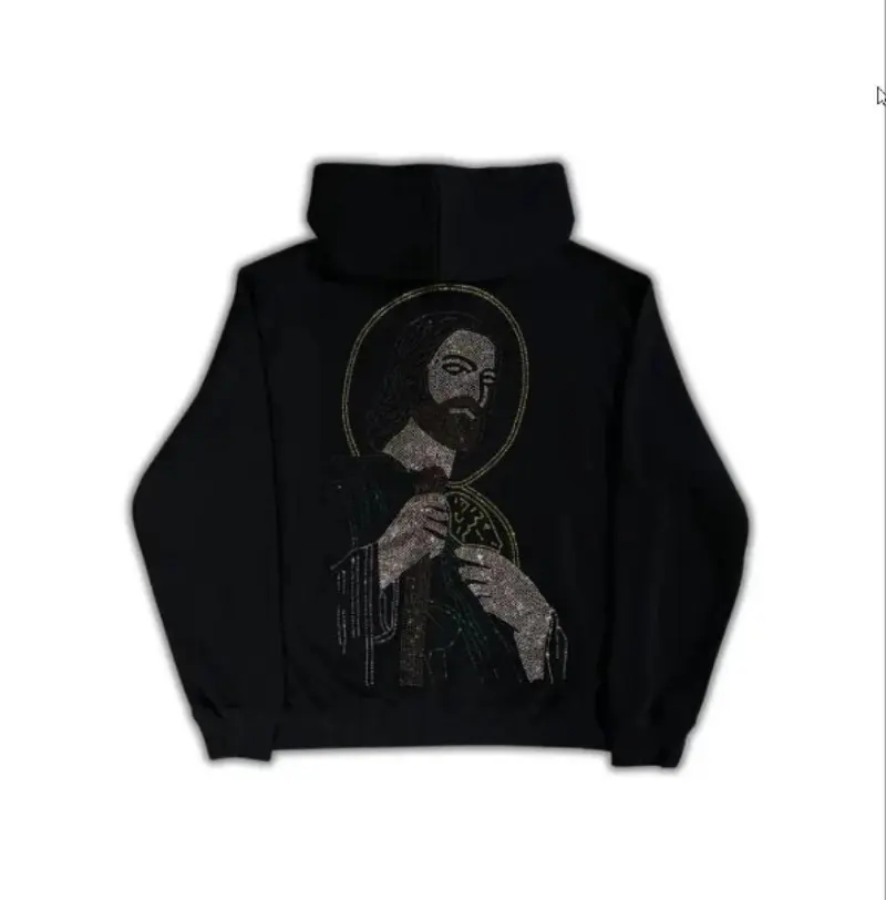 Virgin Mary Rhinestone Hoodie Sweatshirt Tshirt, Humorous Graphic Pullover, Bold Sarcastic Statement, Unisex Casual Wear