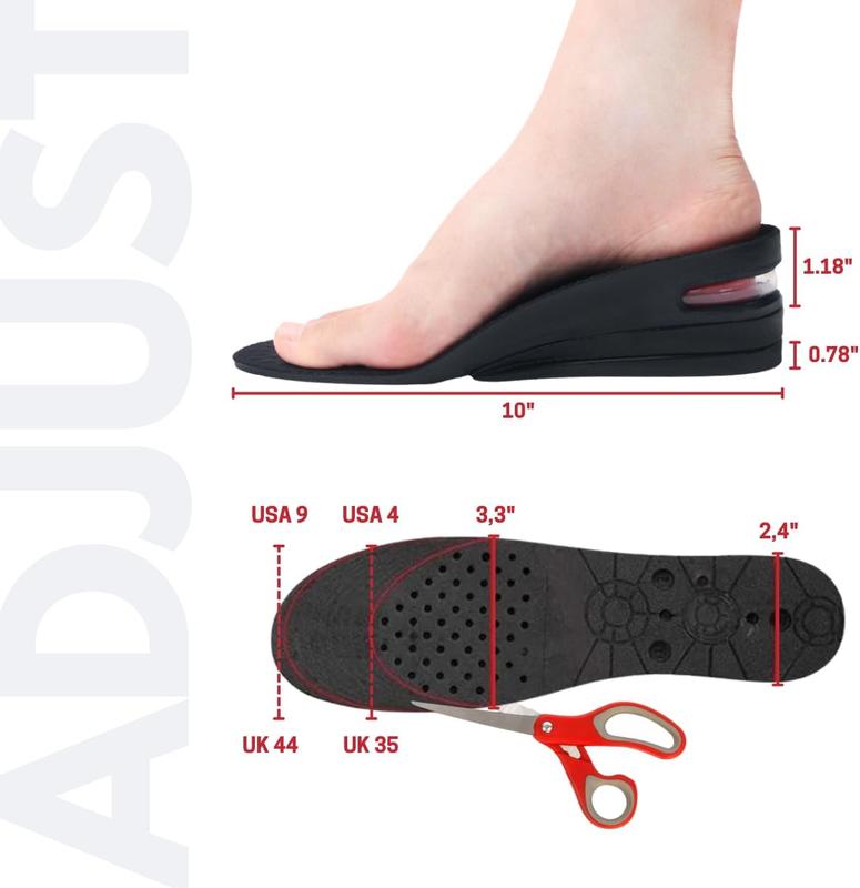 Invisible Height Increase Insoles Up to 6cm, Discreet Adjustable Heel Lifts, Breathable Shock Absorbent Insoles for All-Day Comfort & Confidence