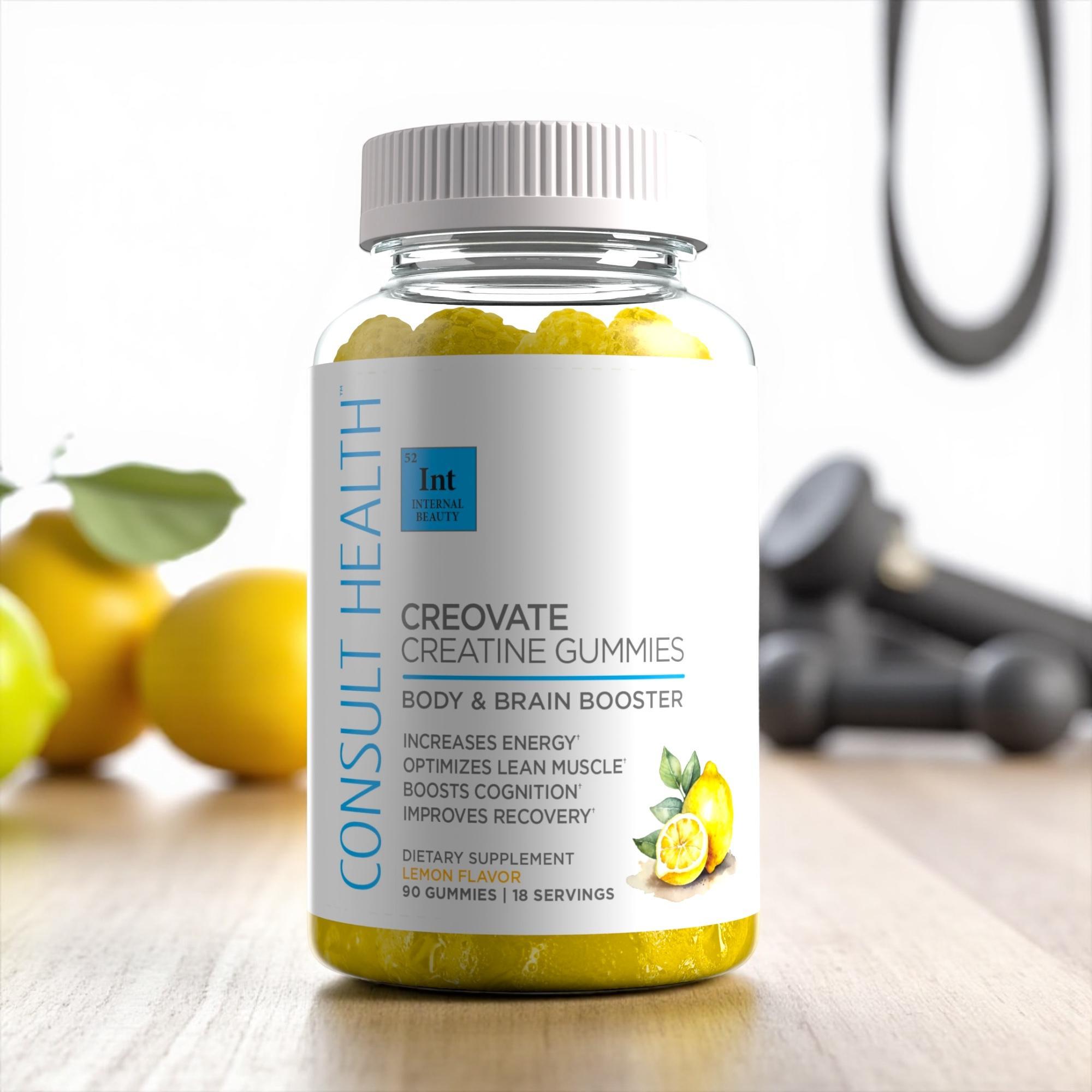 Creovate Creatine Gummies Lemon Flavoured Creatine Monohydrate Supplement, 90 Gummies