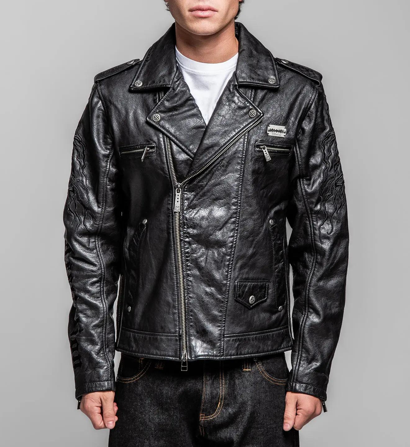 Affliction Men's Faux Leather Jacket Screaming Roots