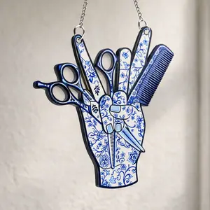 Hair Stylist Scissors Comb Window Hanging Ornament – Acrylic Sun Catcher Salon Decor Hairdresser Gift