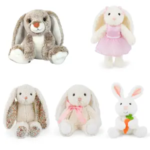 Floral Bunny Stuffed Animal French Style Romantic Rabbit Plush Toy Easter Basket Stuffers Birthday Gifts Girlfriend Kids Party Favors Home Decor Aesthetic Bedroom Decoration 8.7 Inch 9.5 oz