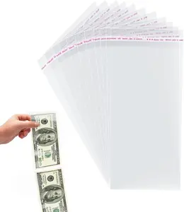 Cake Money Box Transparent Bags 100Pcs Adhesive Self-Sealing Resealable Bags Clear Plastic Bag Christmas Birthday Wedding Party Supplies