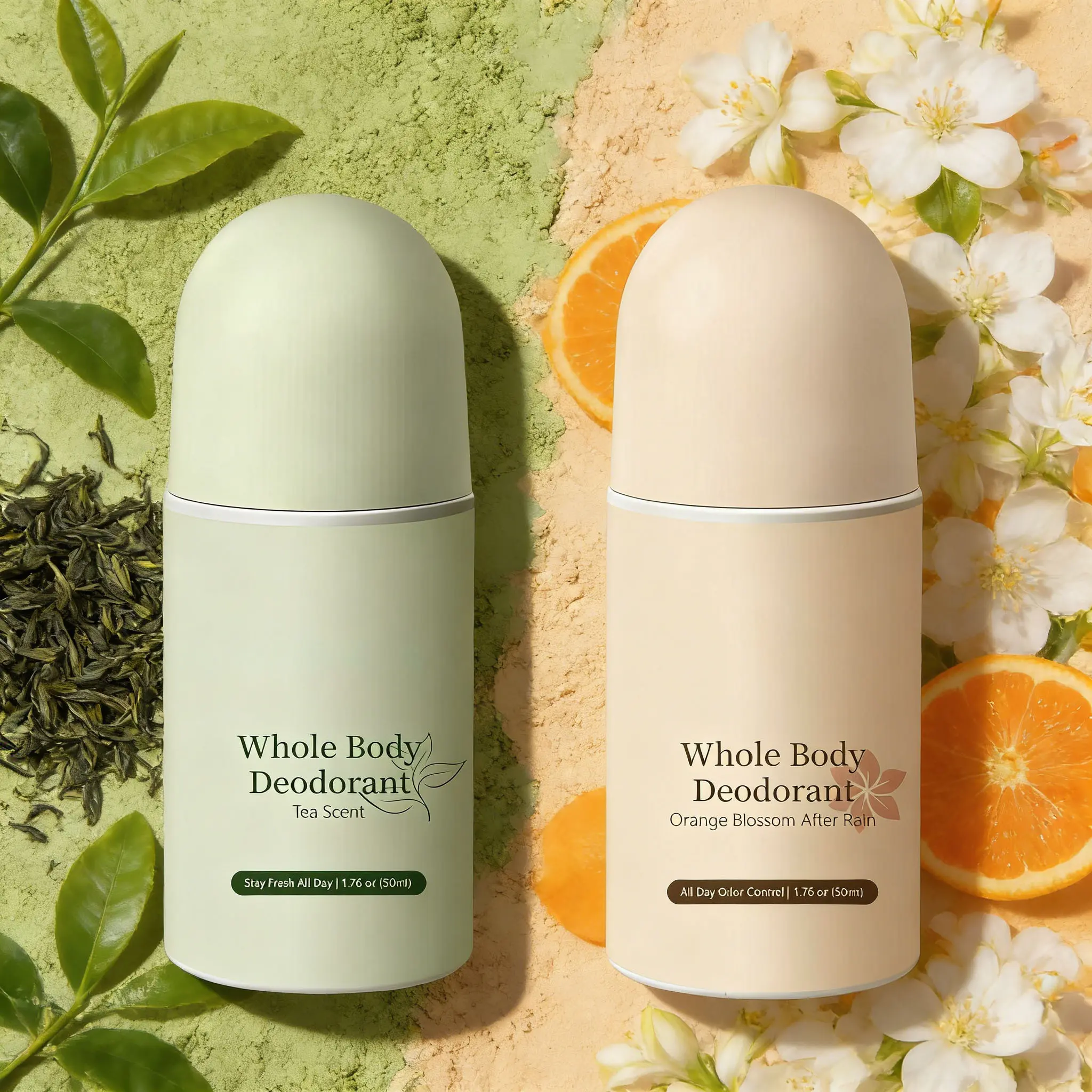 50ml Long-Lasting Roll-On Deodorant Antiperspirant - 24H Sweat & Odor Protection, Lightweight Scented Floral Body Care Fragrance (Tea & Orange Blossom), Spring Gift Idea for Men & Women