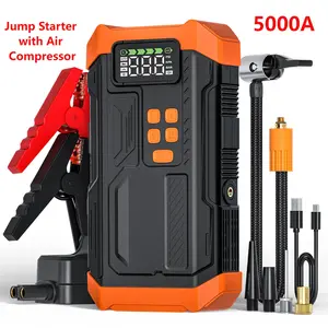 【New Arrivals 2026】Multifunction 2-in-1 Car Jump Starter with Built-in Air Compressor, 12V Jump Box with LCD Display,Flashlight,Storage Case (Up 9L Gas/8L Diesel Engine
