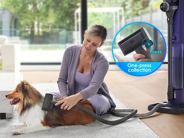 TINECO PURE ONE Station Pet Cordless Stick Vacuum Cleaner, Station with Self-Clean, ZeroTangle Brush for Pet Hair, Hard Floor, Carpet, Tile, Pet Grooming, Lightweight, Handheld Vacuum