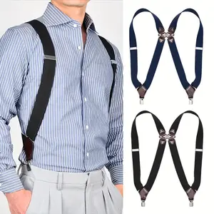 Men's Gun Holster Leather Strap Men's Clip Suspender Pants Strap Clip Trousers Elastic Side Clip Adult British Style Suspender Clip Men