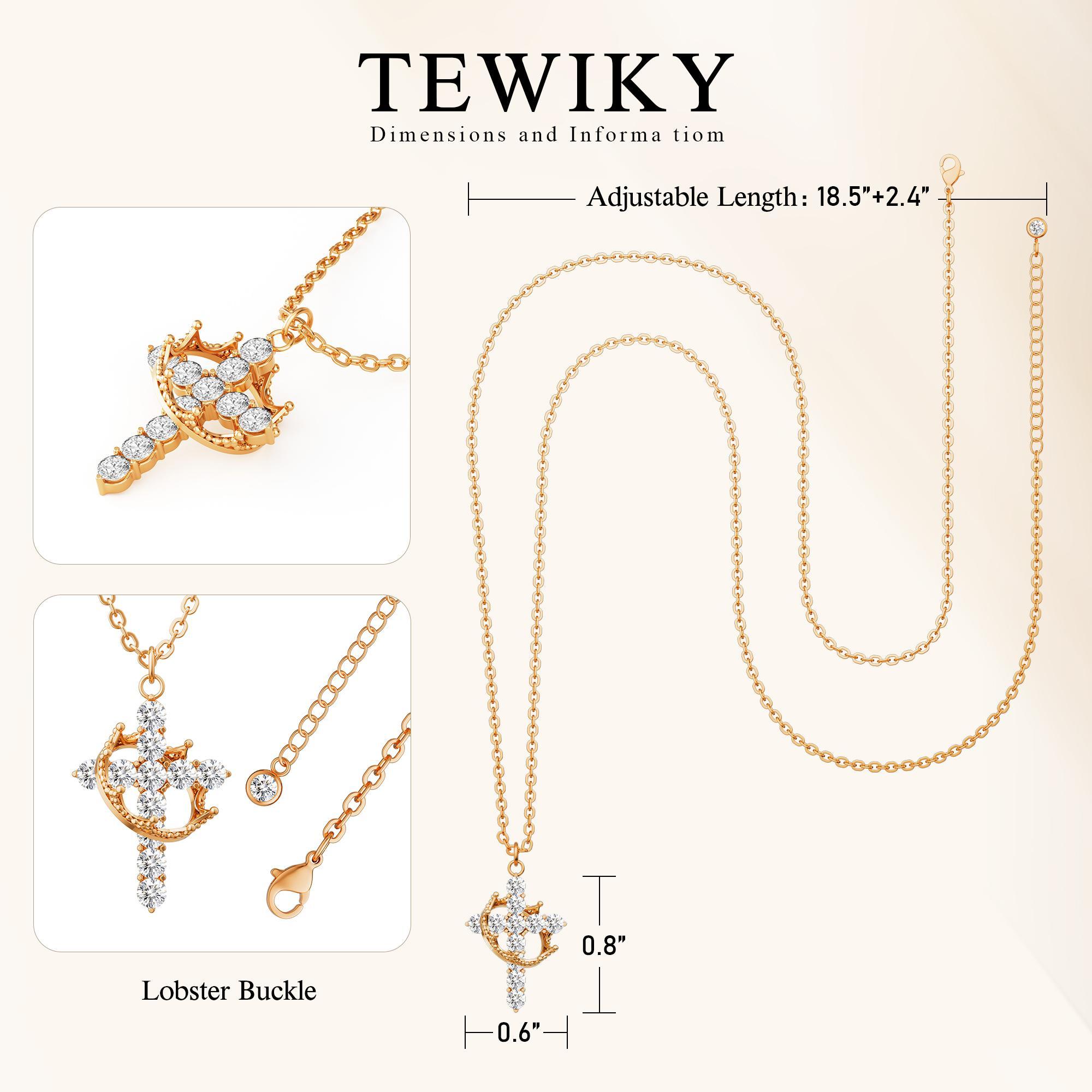 Tewiky Crown Cross Pendant Choker Necklace & Earring Set,Pretty Crown Cross Necklace & Earring For Daily Clothing Decor Trendy All-match & Exquisite Jewelry Perfect for Any Occasion and Ideal Gift