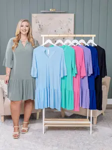 Dear Scarlett  Lizzy Wrinkle Free 3/4 Sleeve Shift Dress | S - 3X
