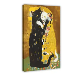 Canvas Poster Kitty Klimt Poster Art Print De Dikhotomyart Printed Poster Wall Art Suitable for Wall Decoration in Living Room Suitable for Home Decoration in Bedroom