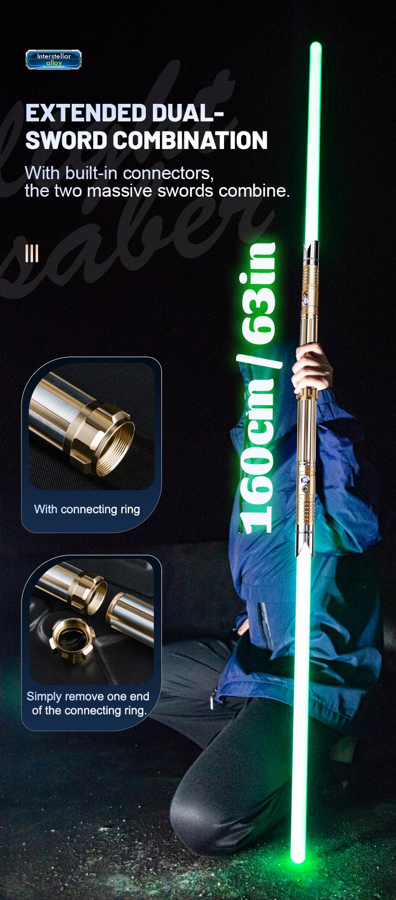 Light Saber, Heavy Dueling Light Sabers 2 Pack, 12 RGB Colors 16 Sound Fonts with Metal Hilt Double-Bladed Light Saber Smooth Swing Motion Control 2 in 1 Light Sabers for Adults Valentine's Day gift