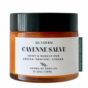 Herbs of Eden Organic Cayenne Arnica Salve Rub Balm with Ginger Eucalyptus Menthol Aromatic Oils for Joint Muscle Relief Topical