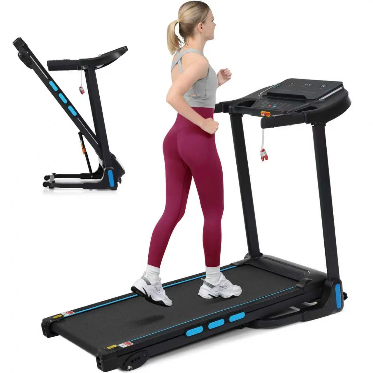 SAYGOGO New Treadmills for Home, 3.5HP Hydraulic System Auto Foldable Treadmill with Incline,10MPH 350Lbs Weight Capacity Electric Treadmills with Heart Rate Sensors,Type C & USB Charge ,Bluetooth Speaker