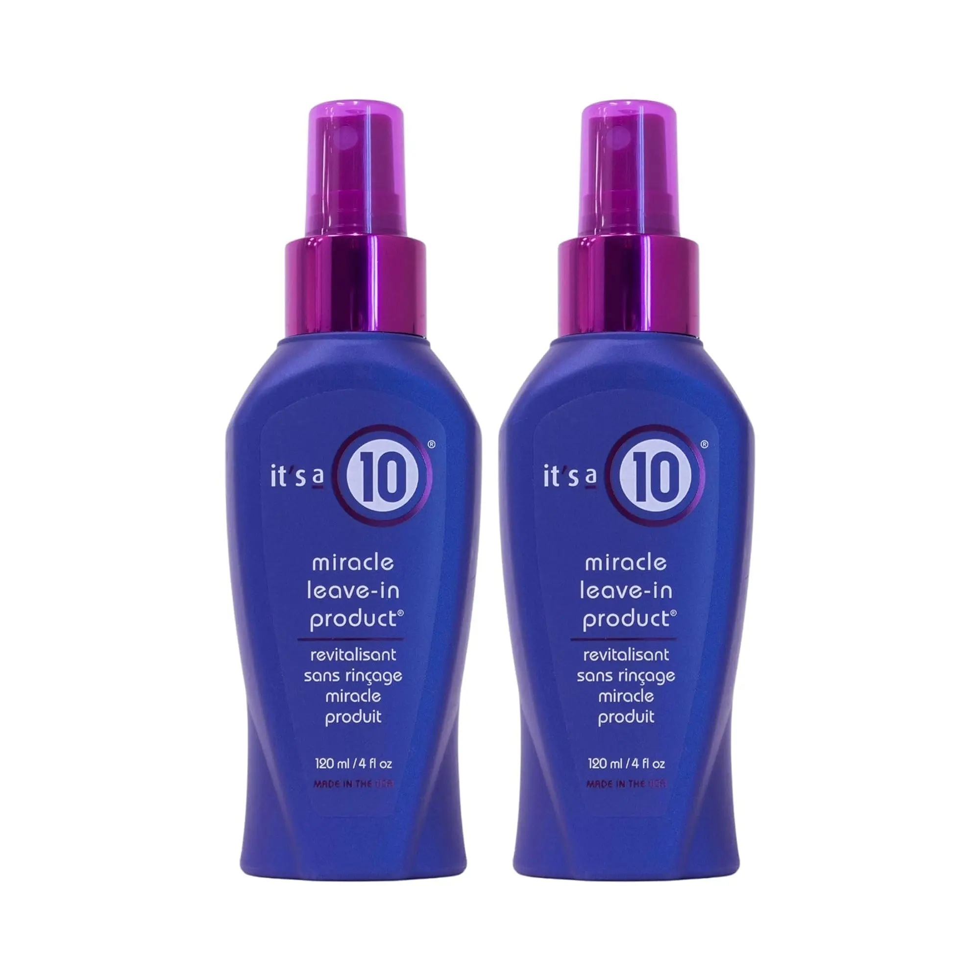 IT'S A 10 Miracle Leave-In Product, Nourishing Haircare Spray with Sunflower & Green Tea for Frizz Control & UV Protection, 4 oz 2-Pack, All Hair Types, Daily Use