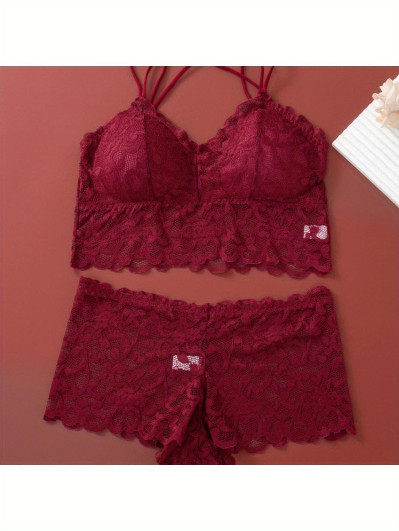 HICLOTH Women's Lace Bra Set of Four with Matching Panties Soft Comfortable Lightweight Bras with Double Straps Elastane Fit Womenswear Everyday