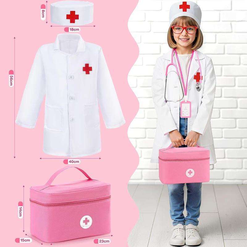 Ophy Doctor's Case, Children's Wooden Play Set, 40-Piece Doctor's Case for Children from 3, 4, 5 Years, Medical Toy with Real Stethoscope, Role Play Toy, Halloween, Child Decoration, EfficientGrip