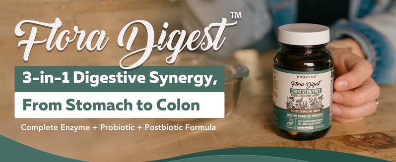 Flora Digest | 3-in-1 Digestive Enzymes, Probiotics & ButyraGen Postbiotic – Supports Digestive Comfort, Bloating Relief & Colon Health – 30 Capsules fitness dietary