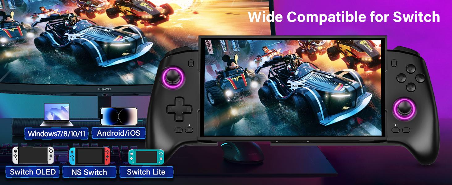 Wireless Pro Controller for Switch Switch 2 OLED with RGB Lights, Programmable Macros, Dual Vibration, Turbo Wake Up, Gaming Controller Gift for Gamers