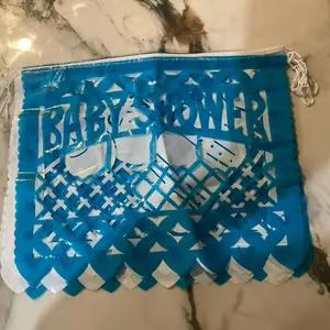 Mexican party decorations , baby shower, La virgen de  Guadalupe papel picado plastic decoration